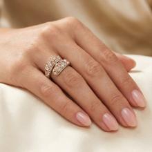Сребърен пръстен с кристали от Sw®  SP633 Peach Gold