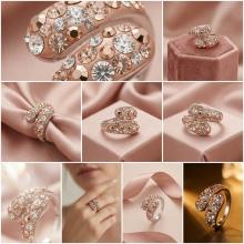 Сребърен пръстен с кристали от Sw®  SP633 Peach Gold