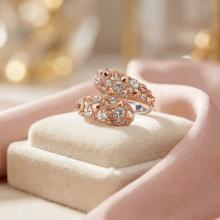 Сребърен пръстен с кристали от Sw®  SP633 Peach Gold