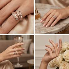 Сребърен пръстен с кристали от Sw®  SP633 Peach Gold