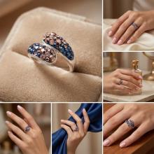 Сребърен пръстен с кристали от Sw®  SP633 Metallic Rose Gold
