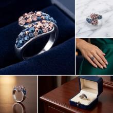 Сребърен пръстен с кристали от Sw®  SP633 Metallic Rose Gold