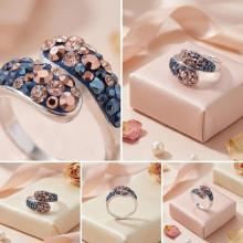 Сребърен пръстен с кристали от Sw®  SP633 Metallic Rose Gold
