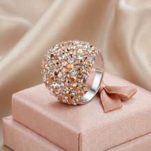 Сребърен пръстен с кристали от Sw® Ocean Peach Gold Сребърен пръстен с кристали от Sw® Ocean Peach Gold