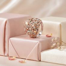 Сребърен пръстен с кристали от Sw® Ocean Peach Gold Сребърен пръстен с кристали от Sw® Ocean Peach Gold