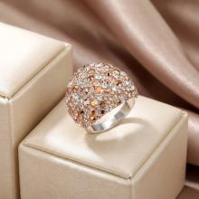 Сребърен пръстен с кристали от Sw® Ocean Peach Gold Сребърен пръстен с кристали от Sw® Ocean Peach Gold