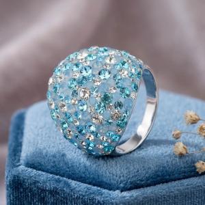 Сребърен пръстен с кристали от Sw® Ocean Deep Blue	