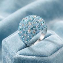 Сребърен пръстен с кристали от Sw® Ocean Deep Blue Сребърен пръстен с кристали от Sw® Ocean Deep Blue