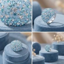 Сребърен пръстен с кристали от Sw® Ocean Deep Blue Сребърен пръстен с кристали от Sw® Ocean Deep Blue