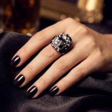 Сребърен пръстен с кристали от Sw® Ocean Black Marquise