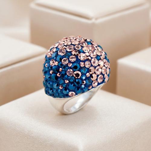 Сребърен пръстен с кристали от Sw® Ocean Metallic Rose Gold