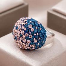 Сребърен пръстен с кристали от Sw® Ocean Metallic Rose Gold