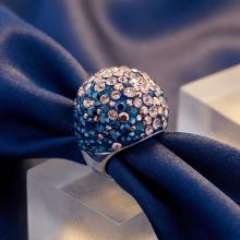 Сребърен пръстен с кристали от Sw® Ocean Metallic Rose Gold