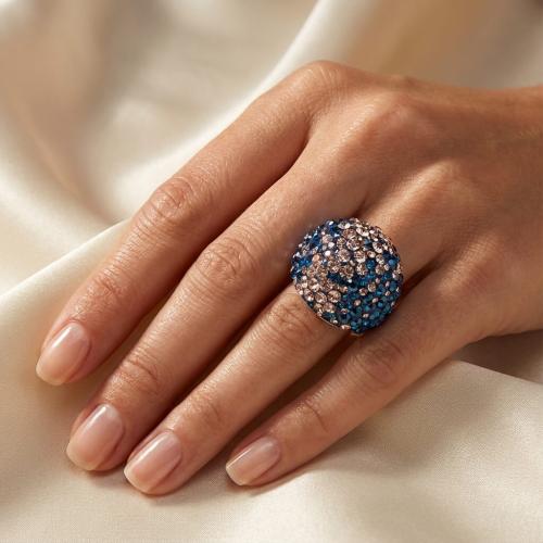 Сребърен пръстен с кристали от Sw® Ocean Metallic Rose Gold