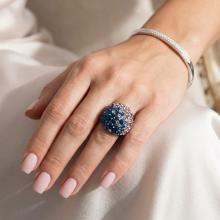 Сребърен пръстен с кристали от Sw® Ocean Metallic Rose Gold