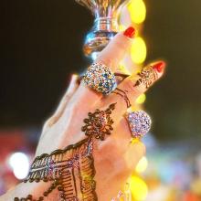 Сребърен пръстен с кристали от Sw® SP681 Blue Zircon and Golden Shadow Сребърен пръстен с кристали от Sw® SP681 Blue Zircon and Golden Shadow