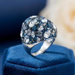 Сребърен пръстен с кристали от Sw® Ocean Royal