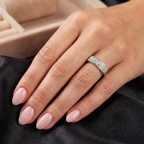 Сребърен пръстен с кристали от Sw® SP638 AB Crystal