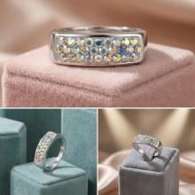 Сребърен пръстен с кристали от Sw® SP638 AB Crystal Сребърен пръстен с кристали от Sw® SP638 AB Crystal