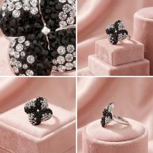 Сребърен пръстен с кристали от Sw® SP639 Black and White