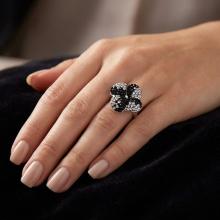 Сребърен пръстен с кристали от Sw® SP639 Black and White