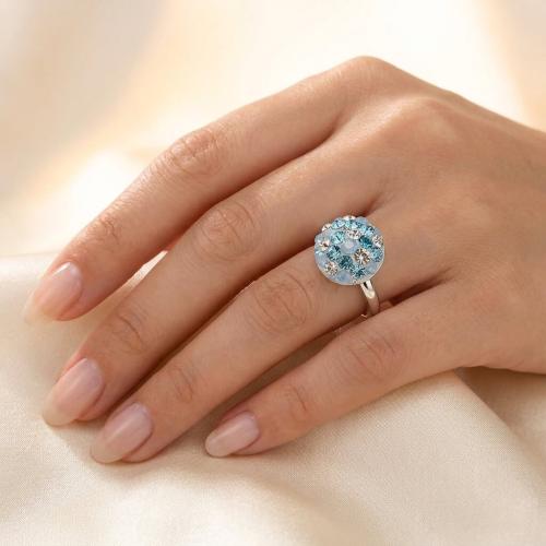 Сребърен пръстен Thomas с кристали от Sw® Deep Blue
