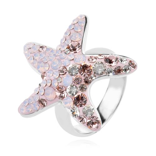 Сребърен пръстен Морска Звезда с кристали от Sw® Marilyn