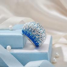 Сребърен Пръстен С Кристали От Sw® SP654 Sapphire Pearl