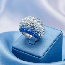 Сребърен Пръстен С Кристали От Sw® SP654 Sapphire Pearl