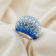 Сребърен Пръстен С Кристали От Sw® SP654 Sapphire Pearl