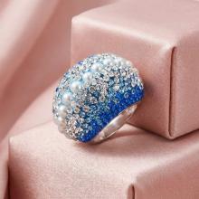 Сребърен Пръстен С Кристали От Sw® SP654 Sapphire Pearl