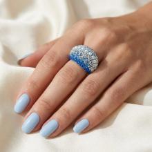 Сребърен Пръстен С Кристали От Sw® SP654 Sapphire Pearl
