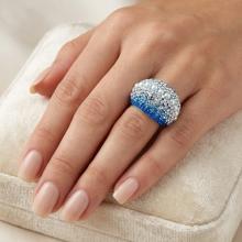 Сребърен Пръстен С Кристали От Sw® SP654 Sapphire Pearl