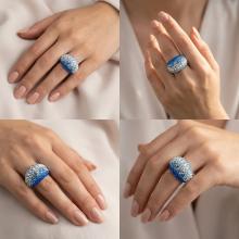 Сребърен Пръстен С Кристали От Sw® SP654 Sapphire Pearl