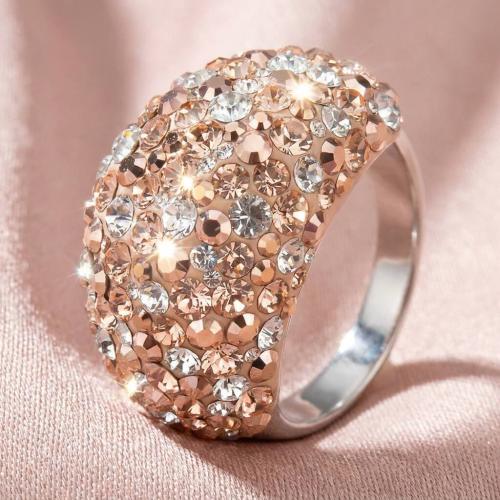 Сребърен Пръстен С Кристали От Sw® SP654 Peach Gold
