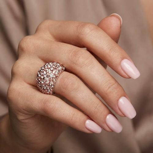 Сребърен Пръстен С Кристали От Sw® SP654 Peach Gold