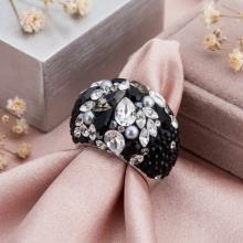 Сребърен пръстен с кристали от Sw®  SP654 Black Marquise