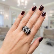 Сребърен пръстен с кристали от Sw®  SP654 Black Marquise