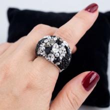 Сребърен пръстен с кристали от Sw®  SP654 Black Marquise