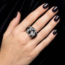 Сребърен пръстен с кристали от Sw®  SP654 Black Marquise