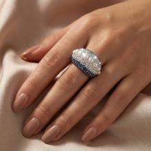 Сребърен пръстен с кристали от Sw® SP654 Big Pearl