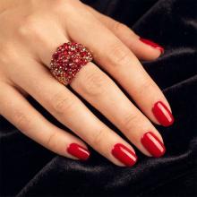 Сребърен пръстен с кристали от Sw® SP654 Golden Red Сребърен пръстен с кристали от Sw® SP654 Golden Red