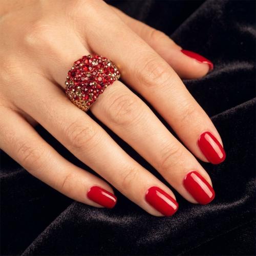 Сребърен пръстен с кристали от Sw® SP654 Golden Red