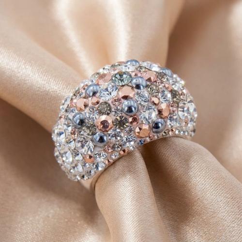 Сребърен пръстен с кристали от Sw® SP654 Chrome and Rose Gold