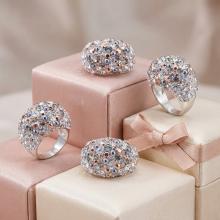 Сребърен пръстен с кристали от Sw®  SP654 Chrome and Rose Gold