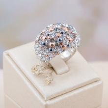 Сребърен пръстен с кристали от Sw®  SP654 Chrome and Rose Gold