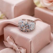 Сребърен пръстен с кристали от Sw®  SP654 Chrome and Rose Gold