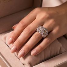 Сребърен пръстен с кристали от Sw®  SP654 Chrome and Rose Gold