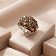 Сребърен пръстен Allison с кристали от Sw®  Autumn Gold