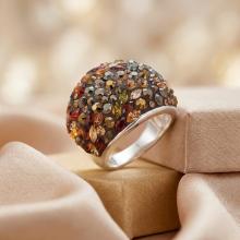 Сребърен пръстен Allison с кристали от Sw®  Autumn Gold